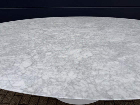 Image 1 of Original oval Knoll Tulip dining table (244cm) Carrara marble
