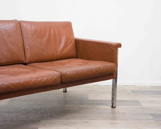 Image 1 of Divano in pelle a due posti, anni '70, produttore Sitag, pelle marrone cognac.