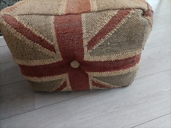 Image 1 of Stoere Vintage Poef hocker Britain Flag.
