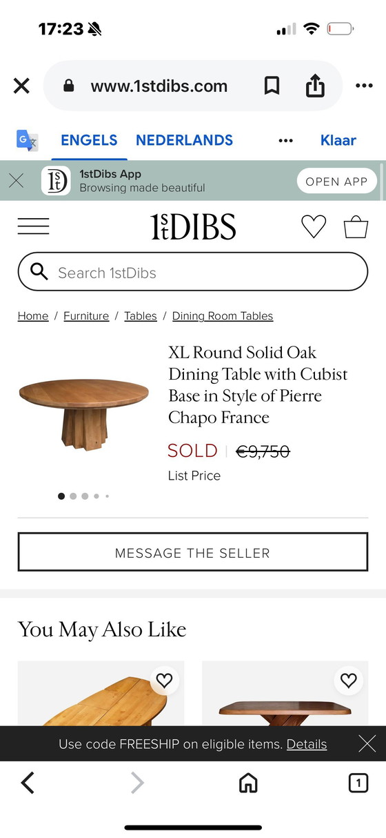 Image 1 of Prachtige Eettafel Pierre Chapo Style