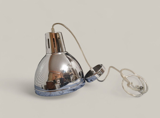 Image 1 of Lampada a sospensione industriale vintage - Metallo cromato lucido
