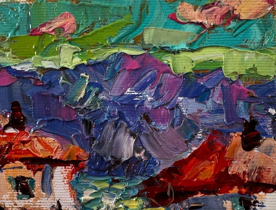 Image 1 of Original Oil Painting Rural Houses Landscape Village Memories