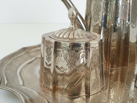 Image 1 of MAGNIFIQUE SERVICE A CAFE VINTAGE 1930 1940 EN METAL ARGENTE 30S 40S 1930 1940S 