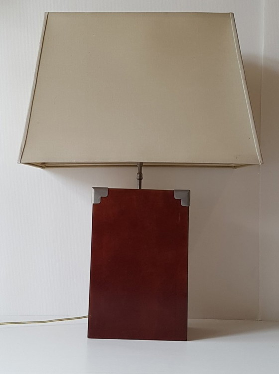 Image 1 of ADNET: Lamp van leer of imitatieleer met lampenkap, vintage leer uit de jaren 70.