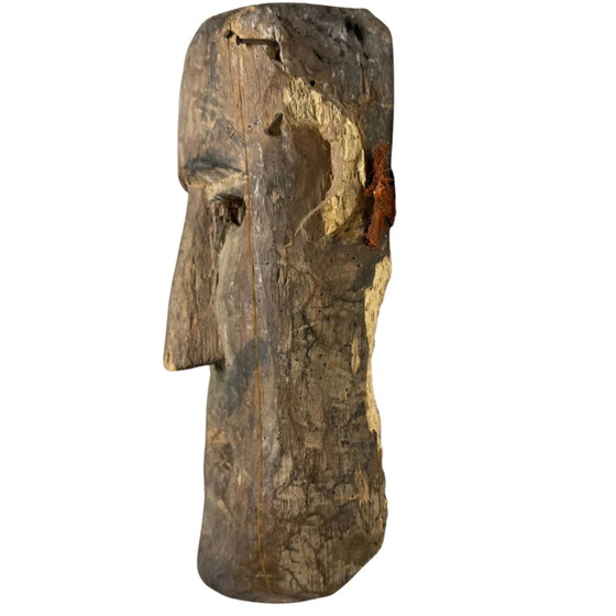 Máscara de chamán de madera antigua con barba tallada – Región del Himalaya – circa 1900 Decoración de pared (photo 5 of 6)