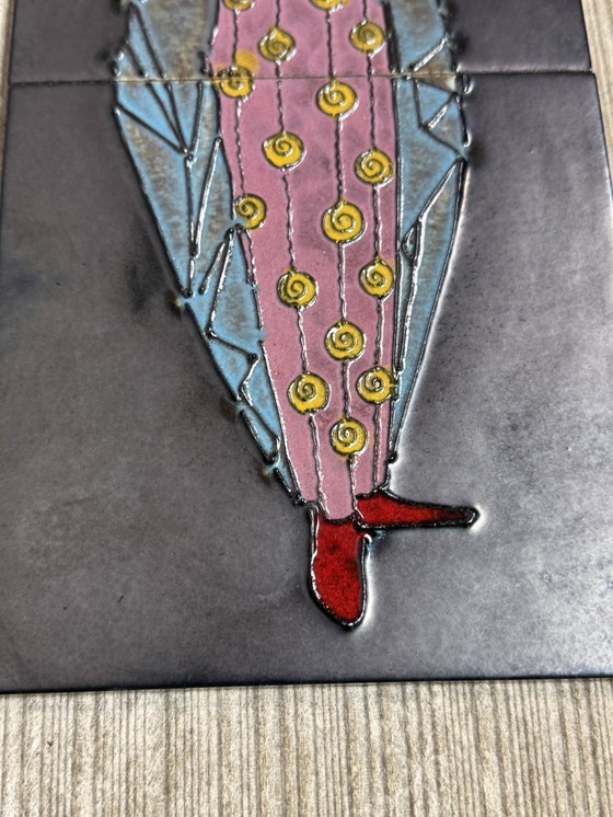 Image 1 of Vintage Ceramic Wall Plaquette with Folk Maiden in Traditional Costume, 1970s.