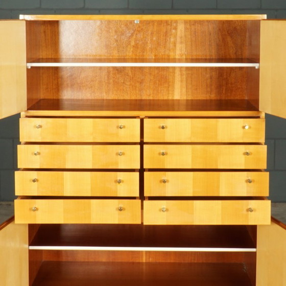 Image 1 of Vintage hoogglans highboard kast – notenhout – jaren 70