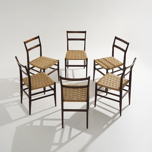 Sechs „Leggera“-Stühle von Gio Ponti für Cassina, 1950er Jahre