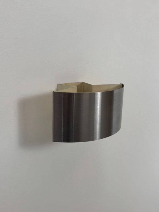 Image 1 of Lampada da parete vintage, metallo spazzolato curvato, Francia, 1960