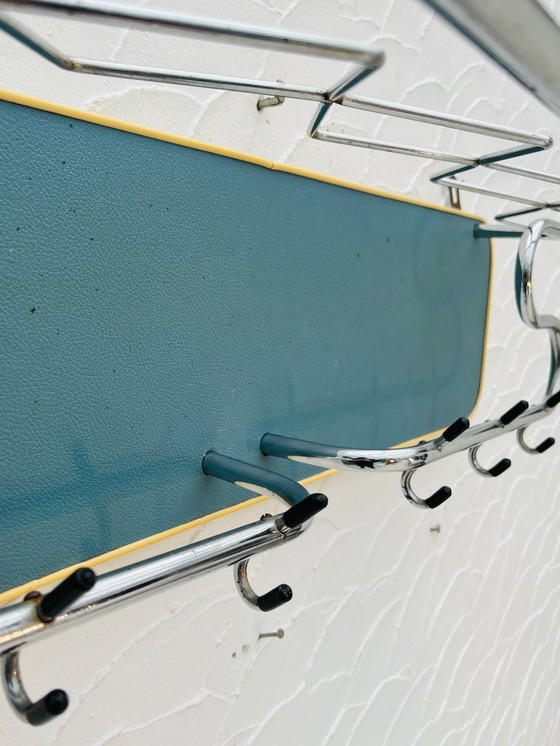 Image 1 of Appendiabiti da parete vintage blu e cromato