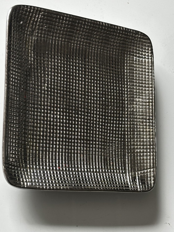 Image 1 of Tasca vuota vintage in ceramica e metallo anni '80 color argento