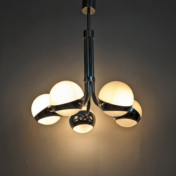 Image 1 of Stilnovo Chrome Chandelier with Glass Spheres, Italy, 1960s
