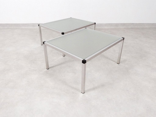 Tables d'appoint vintage - aluminium et verre