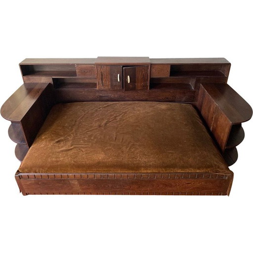 Lit Vintage Art Deco en bois de palmier, 1930