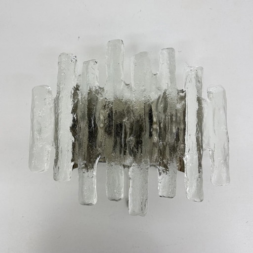 Wall sconces in Murano ice glass and metal by J.T. Kalmar for Kalmar, 1960s