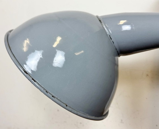 Image 1 of Industrial British Grey Enamel Factory Wall Lamp, 1960s