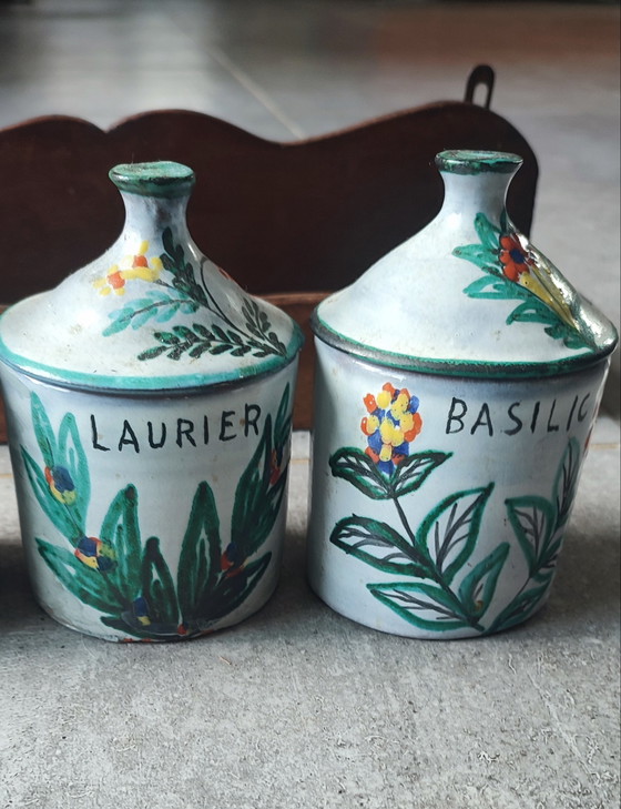 Image 1 of Ensemble à épices en céramique Vallauris + présentoir