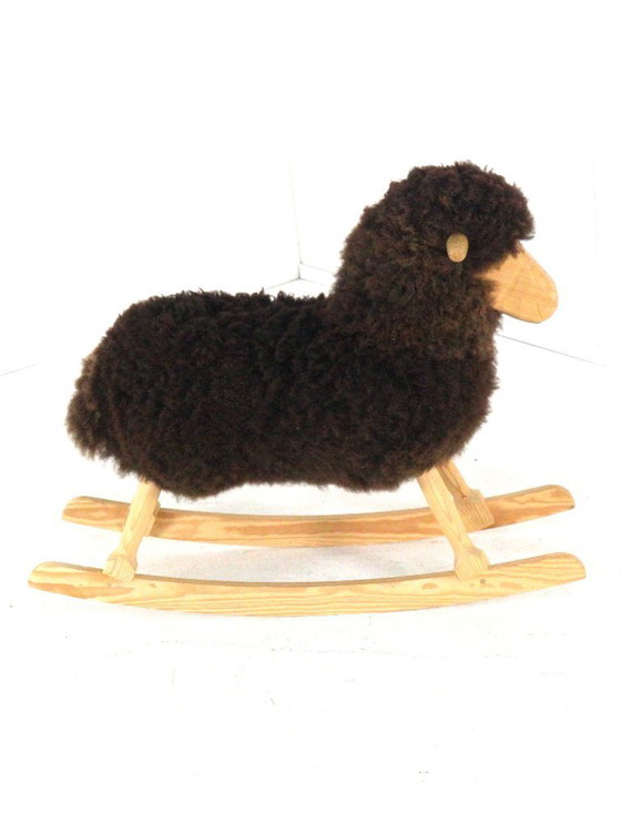 Image 1 of Pvol Kjer mouton à bascule danois vintage en véritable laine de mouton