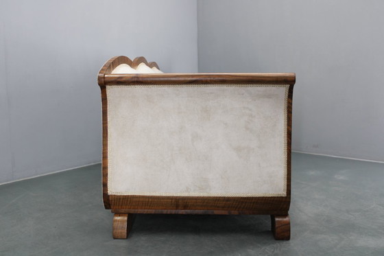 Image 1 of Gerestaureerde art-decobank uit 1930, Tsjecho-Slowakije