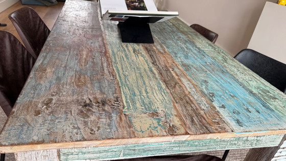Image 1 of Table de salle à manger industrielle avec couleur