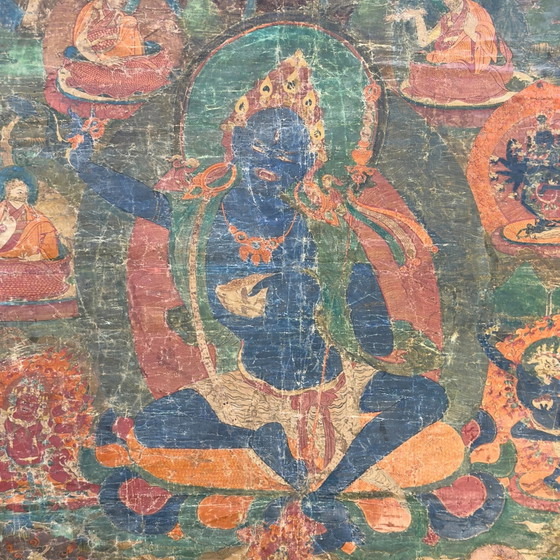 Thangka tibetano monumentale della stirpe Sakya con Hevajra – Tradizione Ngor antica, seconda metà del XV (photo 2 of 11)