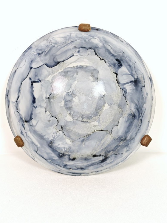 Image 1 of Vintage Glass Sconce / Glass Flush Mount Light / Mid Century Wall or Ceiling Lamp / Retro Round Sconce / Yugoslavia / 1970s