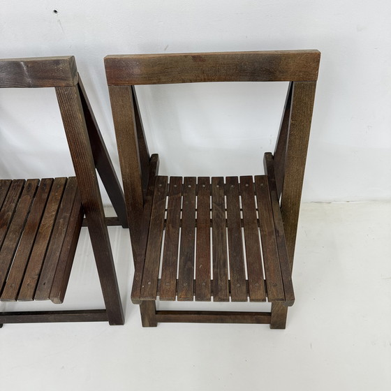 Image 1 of Set of 3 Aldo Jacober for Alberto Bazzani Wooden Folding Chairs, 1960’s