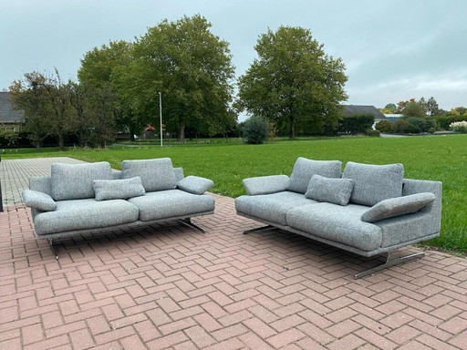 Magnifique ensemble de canapés en tissu gris Montel