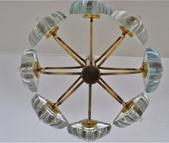 Image 1 of Sische chandelier, 8 lights, brass, crystal glass, Germany, 1960