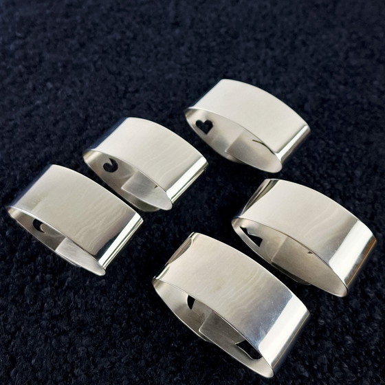 Image 1 of 5 anelli per tovaglioli vintage in acciaio inox WMF Cromargan art deco