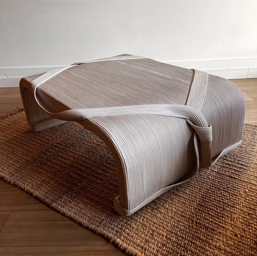 Betty Cobonpue modern ribbon rattan coffee table 1980s