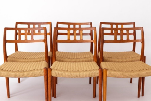 Chaises Niels Otto Møller Modèle 79 | Lot de 6 | Chaises de salle à manger danoises en teck | Années 1960