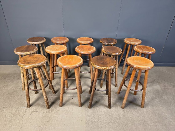 Image 1 of Sgabelli da bar brutalisti vintage, set di 14 - anni '60