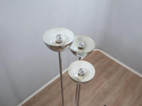 Image 1 of Lamperti 3-koloms chromen vloerlamp uit de jaren 70, ruimtevaarttijdperk Italiaans design