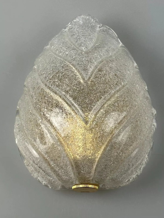 Image 1 of 60's 70's Lampe Lampe murale Glass Brass Blatt Space Age Design