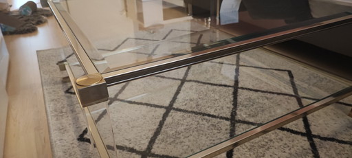 Pierre Vandel Paris coffee table - brass & glass, 2 tiers