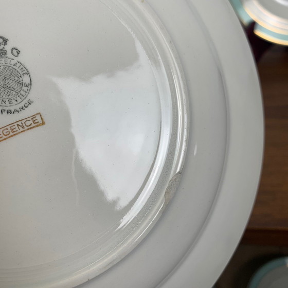 Image 1 of Set di 6 piatti fondi modello "Régence" Lunéville, verde acqua, fine XIX secolo