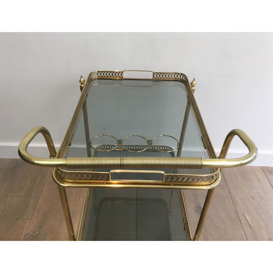 Image 1 of Vintage brass coffee table with neoclassical top, 1940