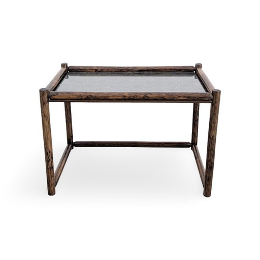 Midcentury Bambus Couchtisch Design Beistelltisch Glas Vintage