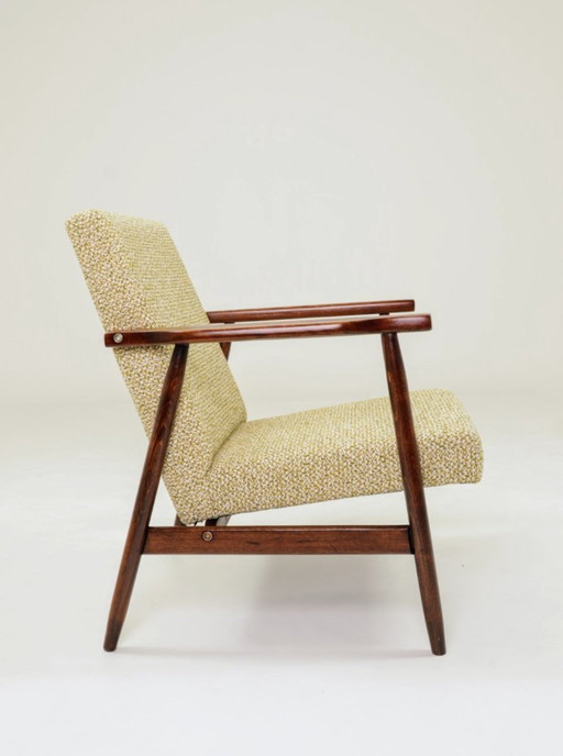 Fauteuil vintage vert mélange bouclé 1970 mid century modern design