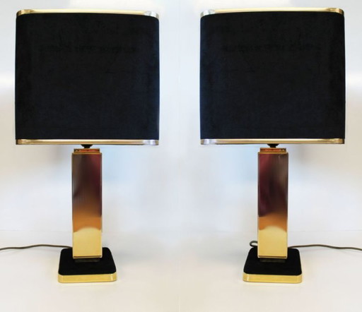 Coppia di lampade in stile Hollywood Regency, anni '70.