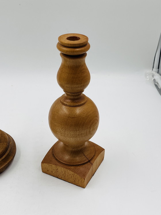 Image 1 of Duo de bougeoirs en bois 