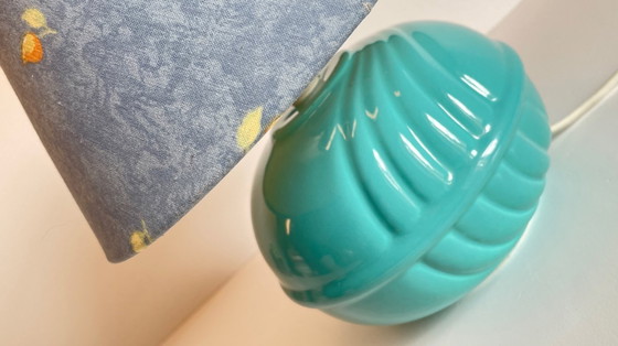 Image 1 of Vintage Ocean Blue Ceramic Lamp