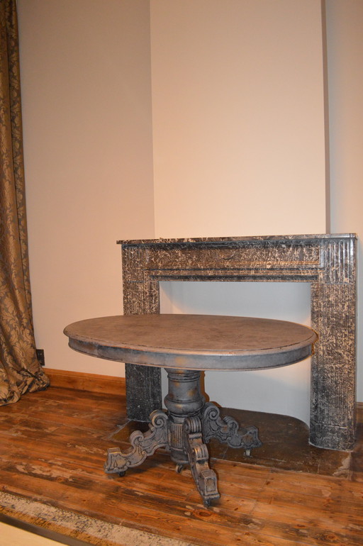 Table grise, patine gris antique