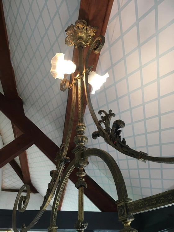 Bronzen biljart kroonluchter – Koper, Vintage (photo 10 of 11)