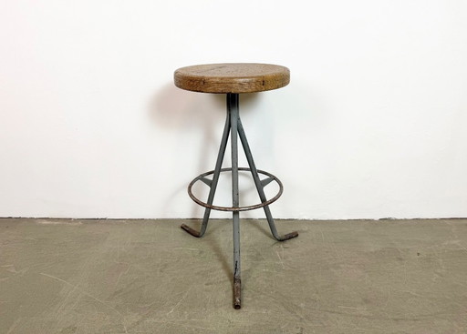 Grey Industrial Workshop Stool, 1960s