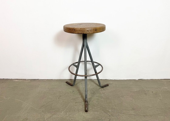 Image 1 of Grey Industrial Workshop Stool, 1960s