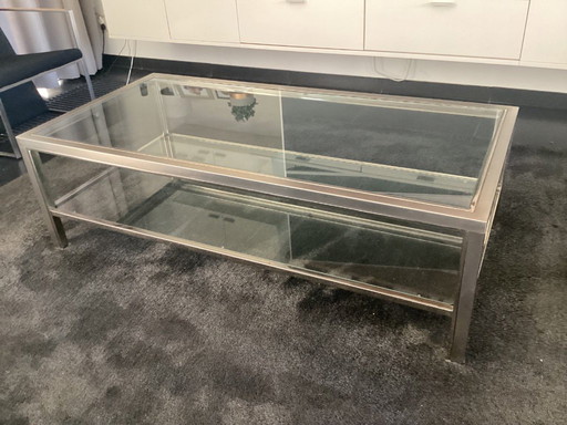 Table basse en verre avec cadre en acier inoxydable