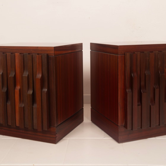 Luciano Frigerio Brutaliste Bois de Padouk Gaetano Tables de nuit pour Frigerio di Desio – Wood (photo 8 of 23)