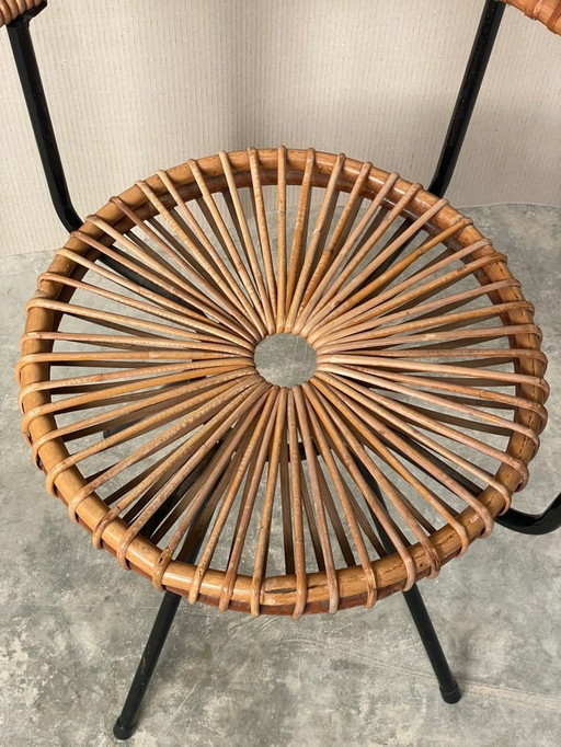 Vintage Dirk Van Sliedregt - Silla de ratán Jonkers Noordwolde